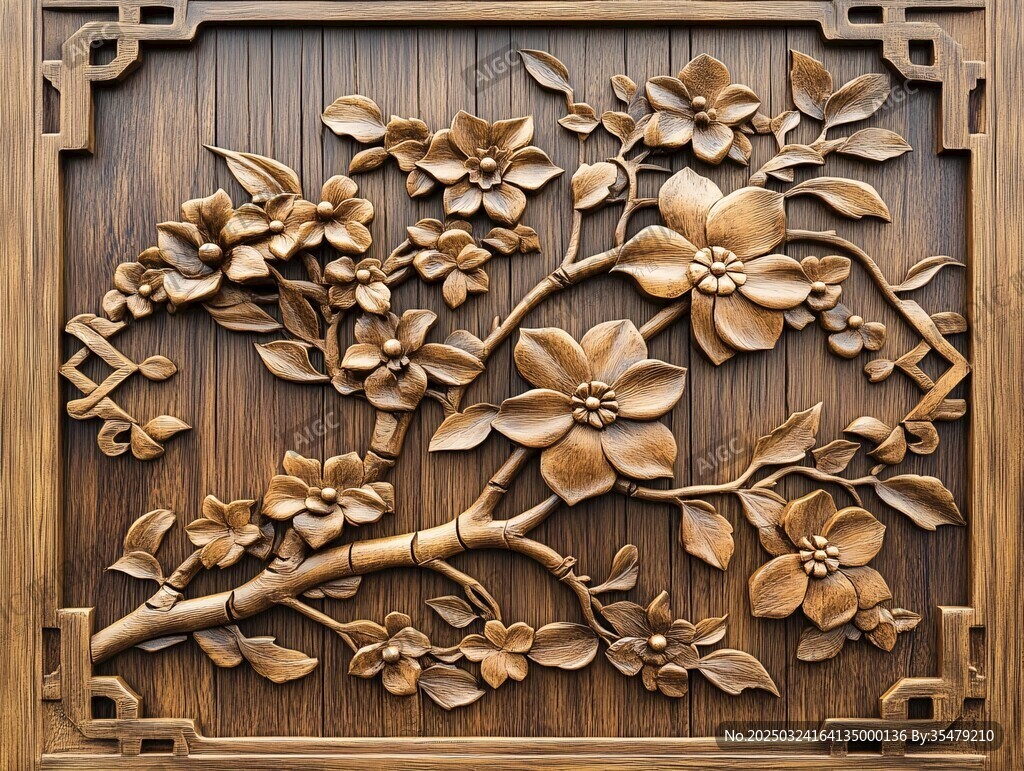 中式木雕花卉裝飾圖案