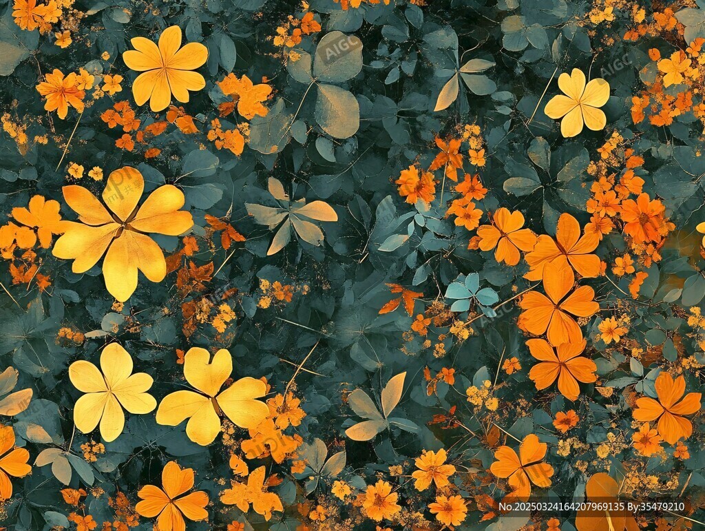 繁花綠葉的絢麗圖案