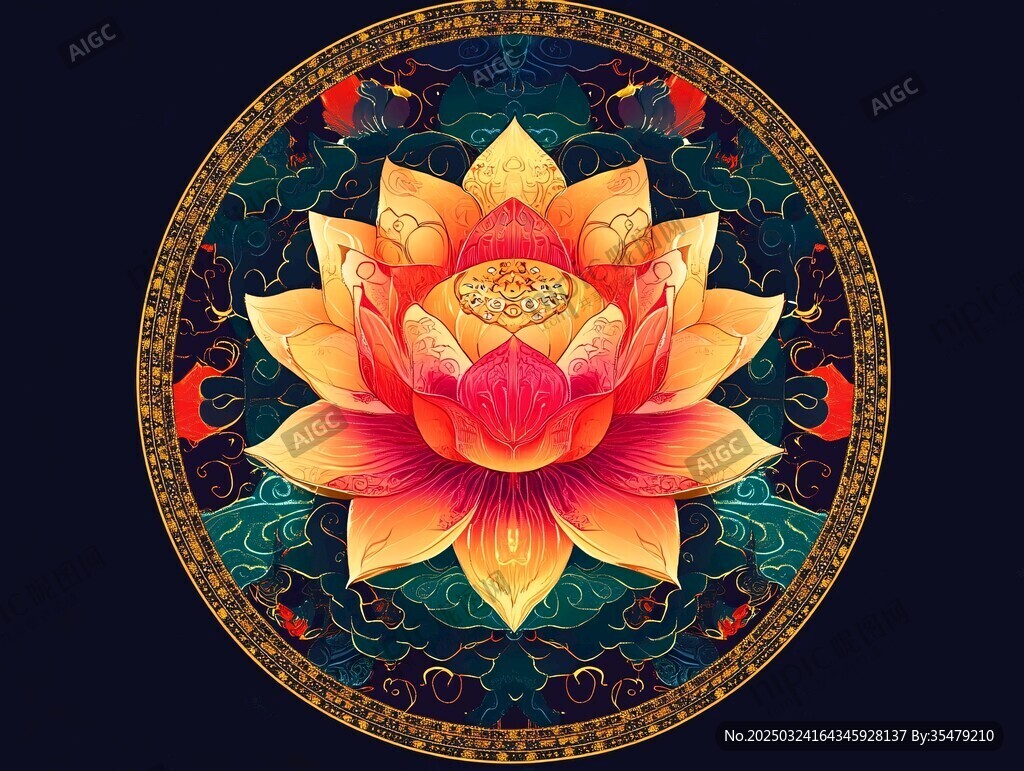 精美蓮花中式傳統(tǒng)紋飾圖