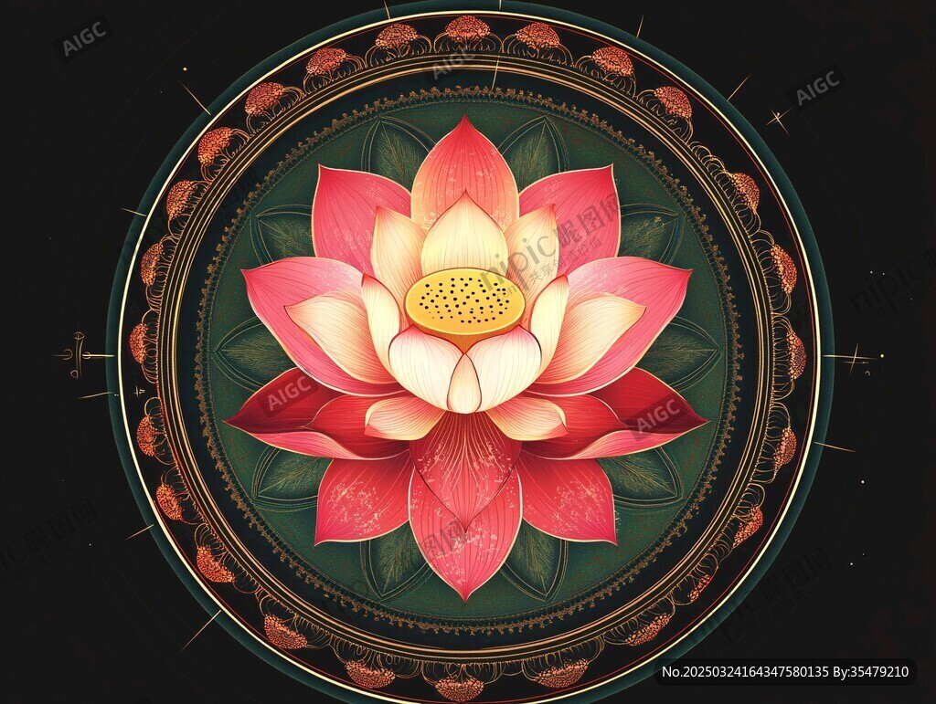 蓮花曼陀羅圖案裝飾藝術
