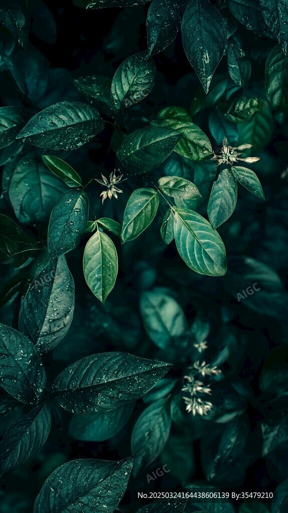 翠綠葉片間的清新小花