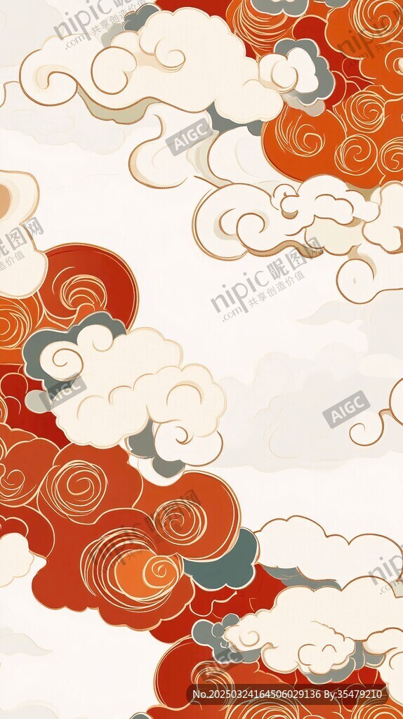 中式祥云圖案背景裝飾圖