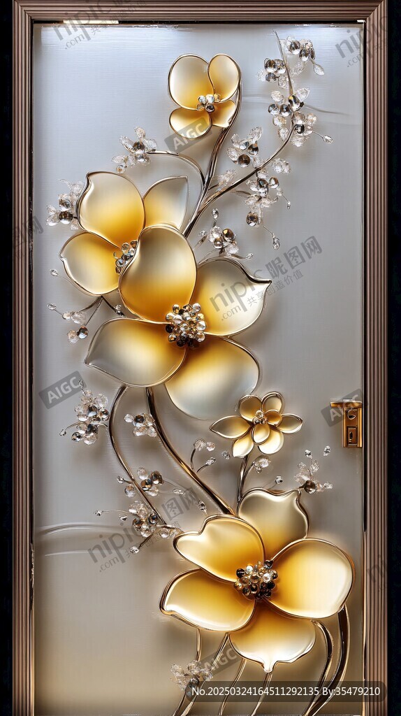 金色花朵裝飾藝術門