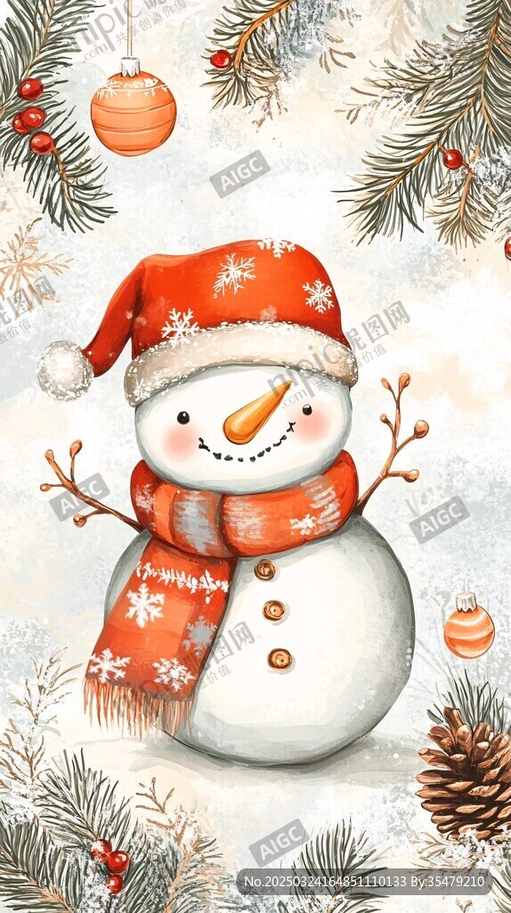 可愛雪人迎圣誕節(jié)日氛圍