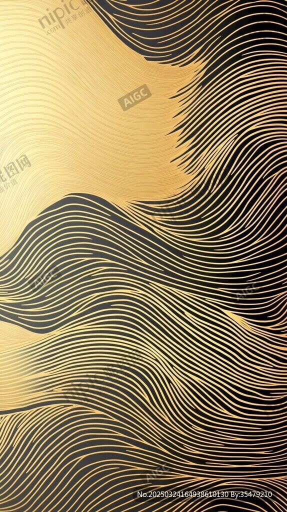 金色線條波浪紋理背景圖