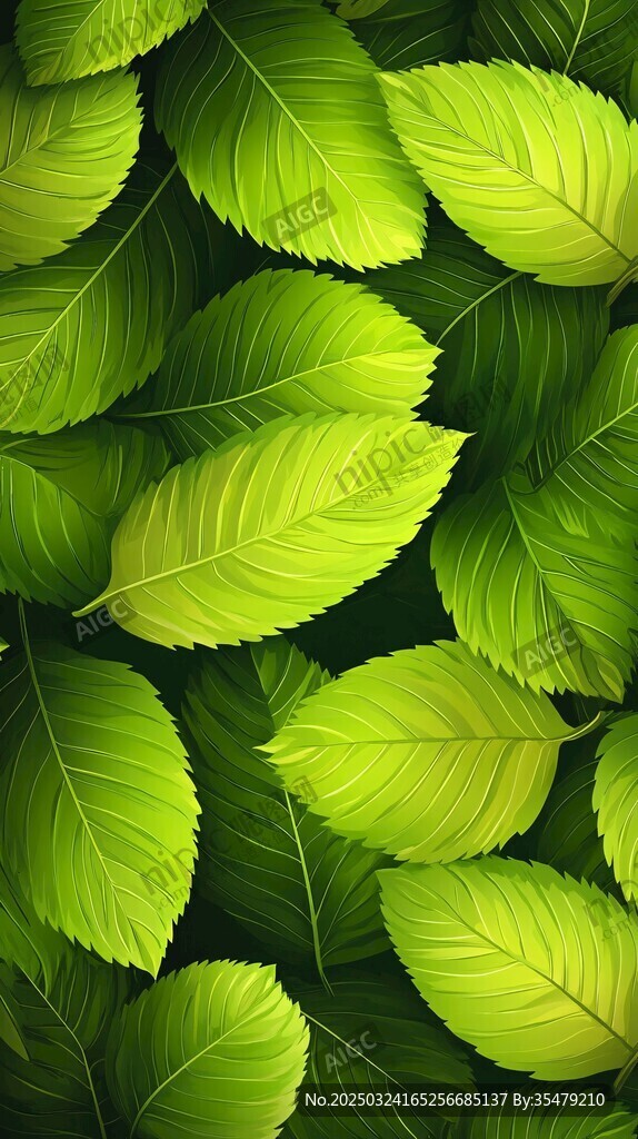 翠綠葉片無(wú)縫拼接背景圖