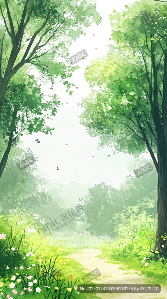 春日林间小径的清新景致 春日林间小径的清新景致