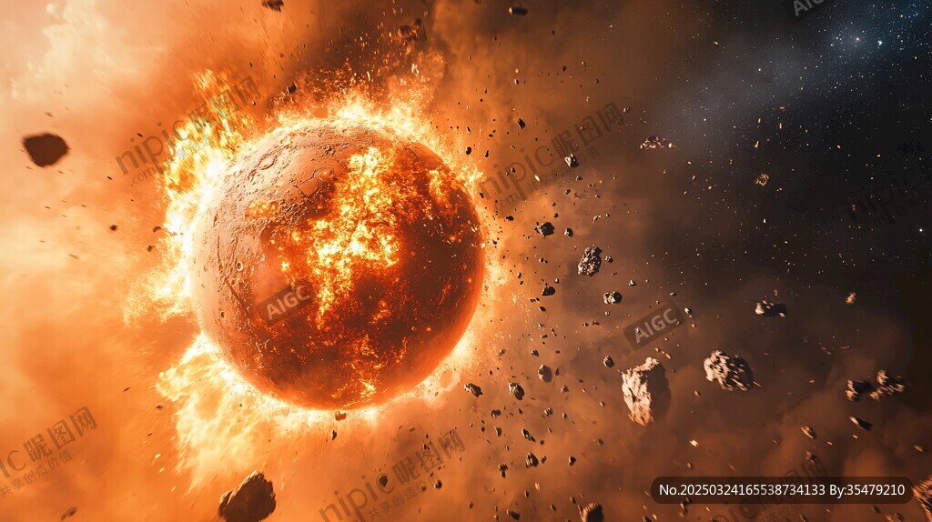 星球爆炸的宇宙震撼場景