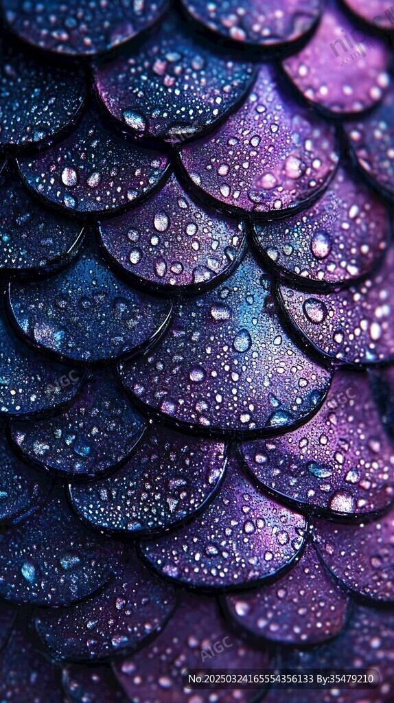 夢幻紫鱗上的晶瑩水珠