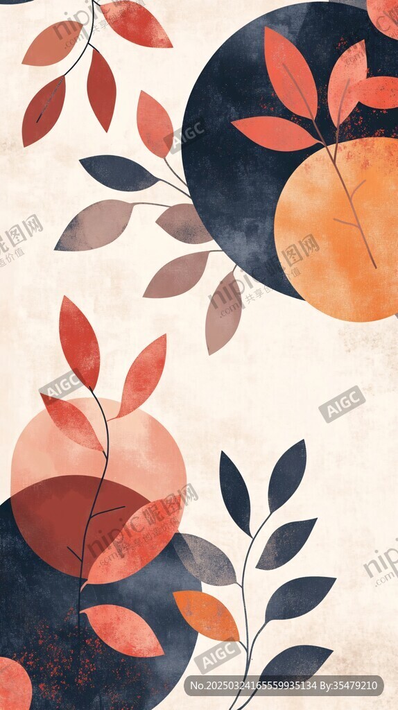 抽象花葉幾何圖案背景圖