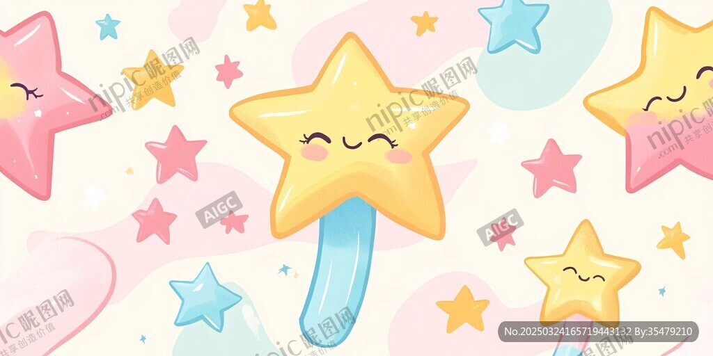 可愛星星魔法棒插畫