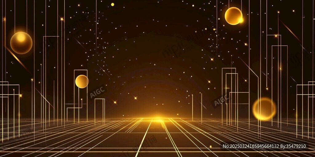 金色科技感線條光影背景