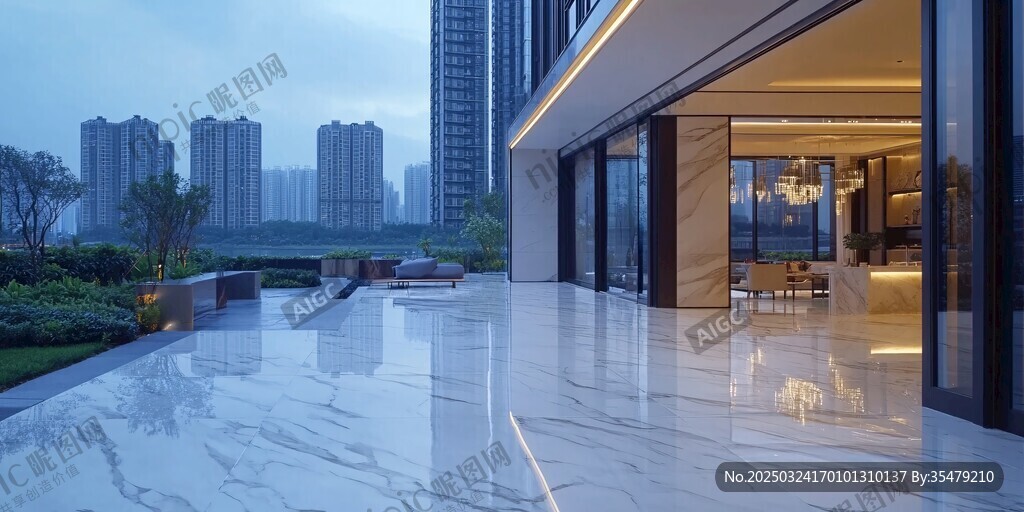 現代奢華露臺與城市景觀