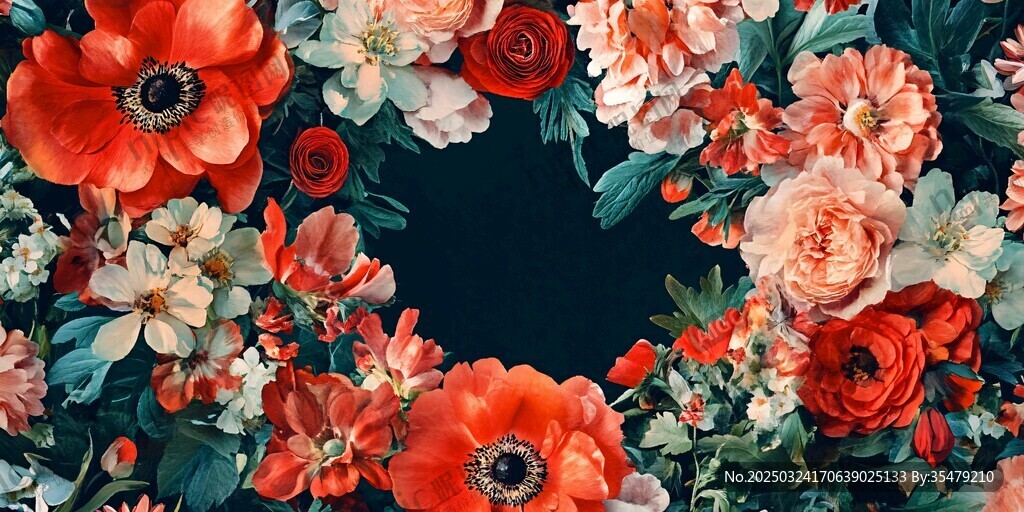 繁花簇?fù)淼慕k麗花卉圖景