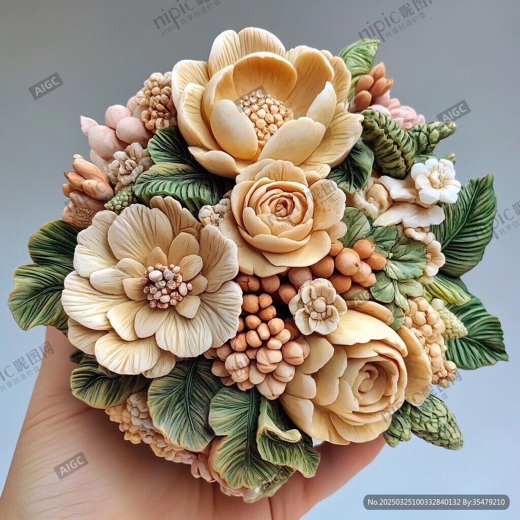 手作花卉軟陶精致藝術品