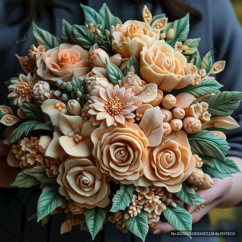 精美手作奶油色系花卉花束