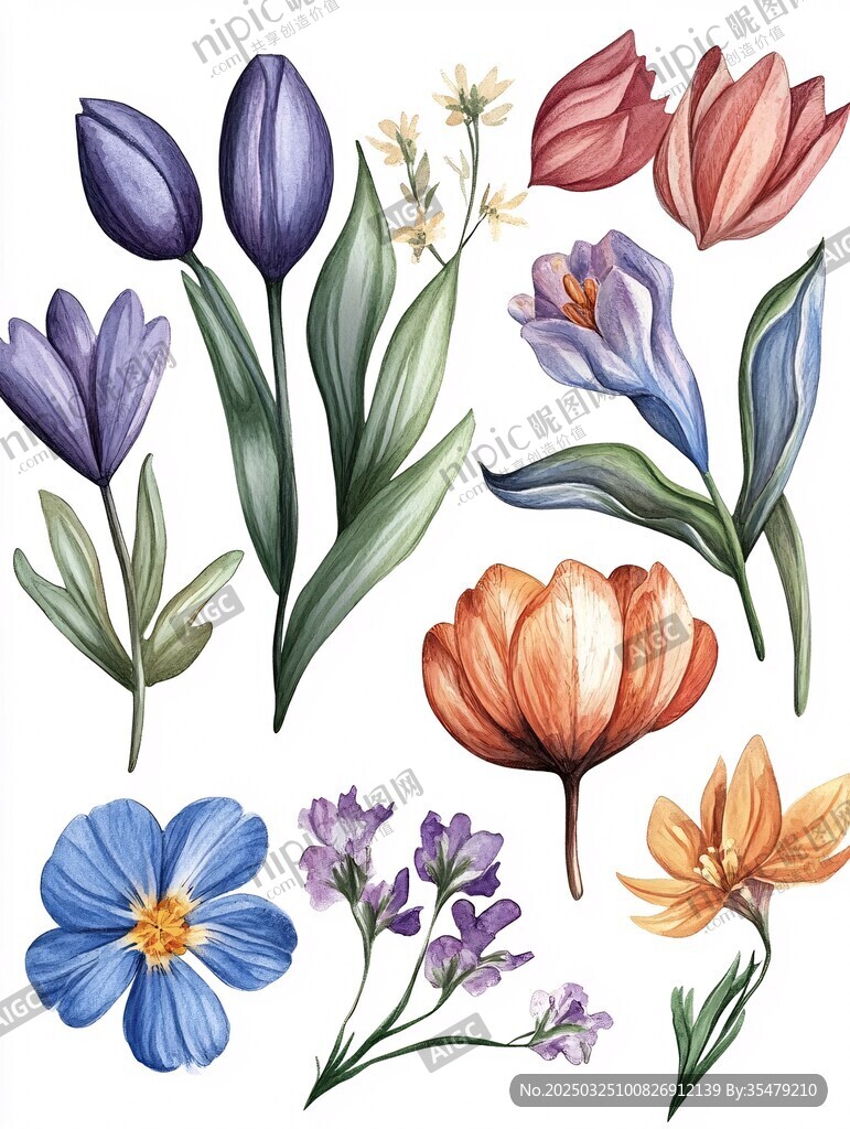 水彩花卉插畫素材集合