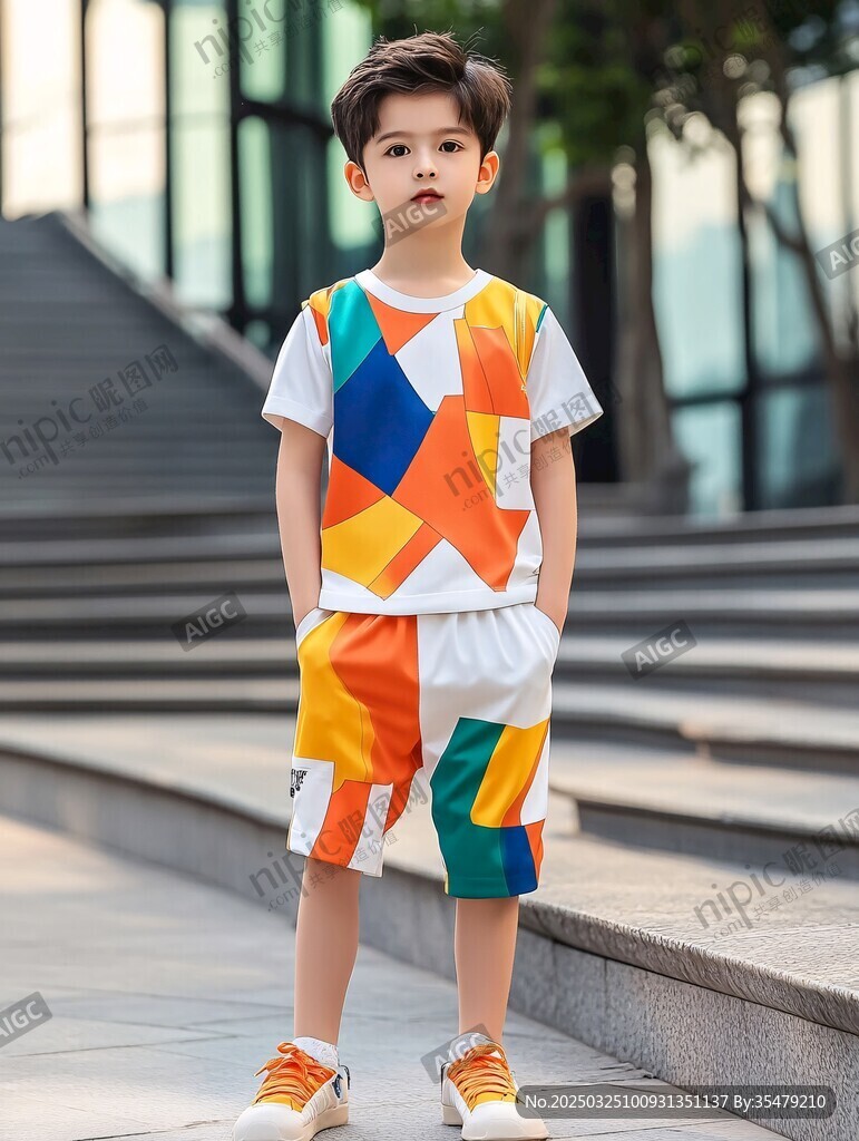 時(shí)尚小男孩多彩穿搭造型