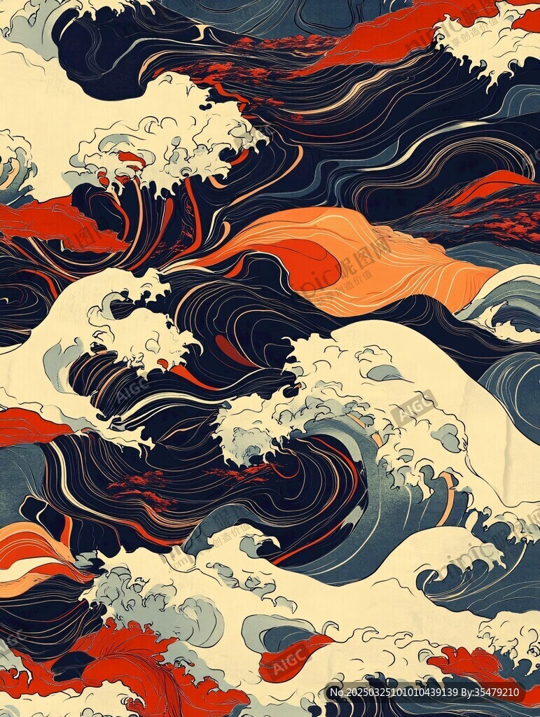 海浪涌動的絢麗藝術(shù)圖案