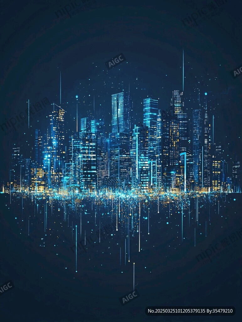 未來(lái)科技感的數(shù)字城市夜景