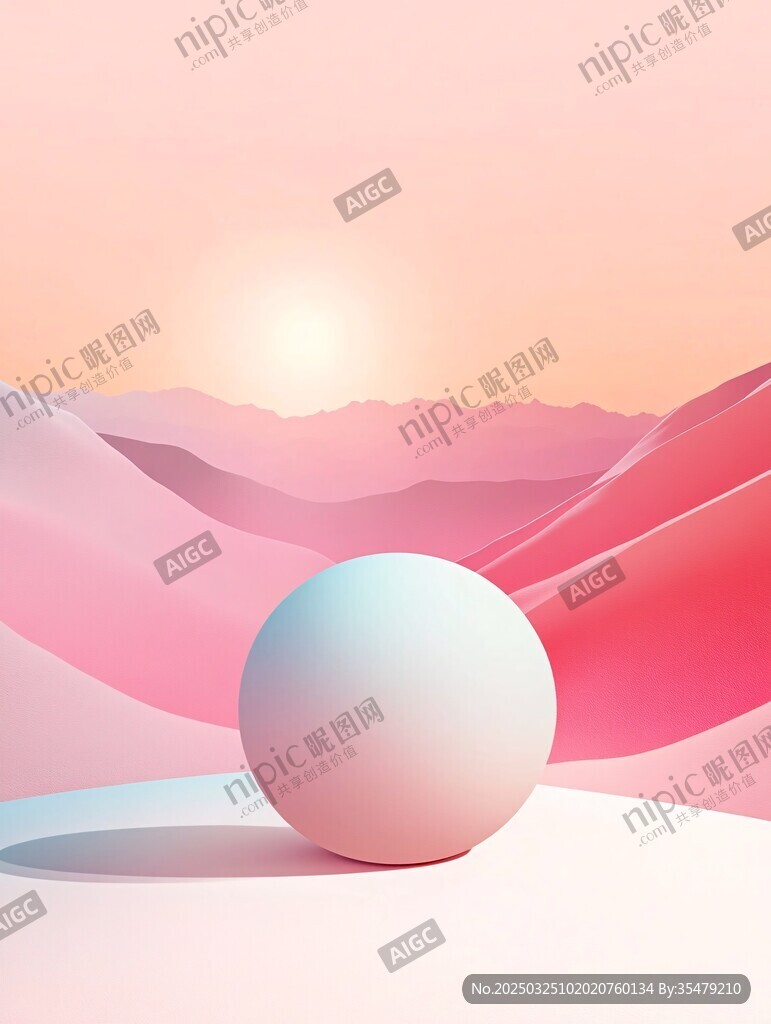 粉色沙漠中的夢幻圓球