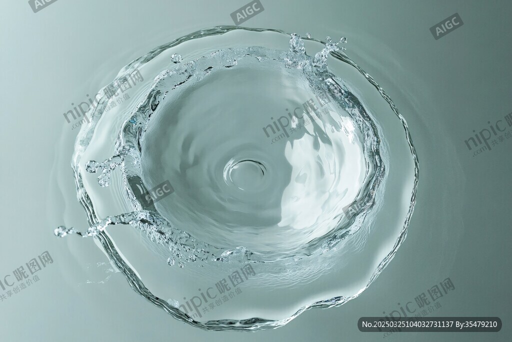 水滴入水瞬間的漣漪之美