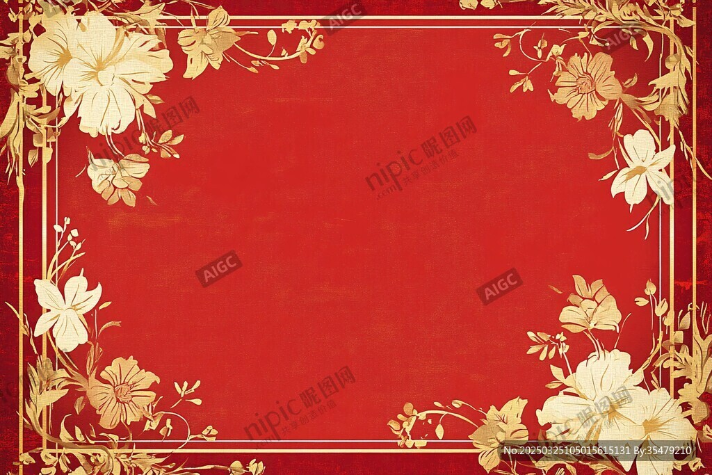 紅底金花中式精美邊框