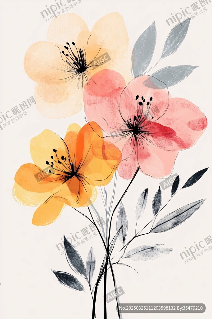 水彩花卉插畫