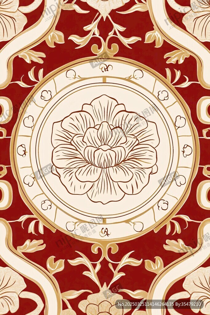 中式傳統花卉紋華麗圖案