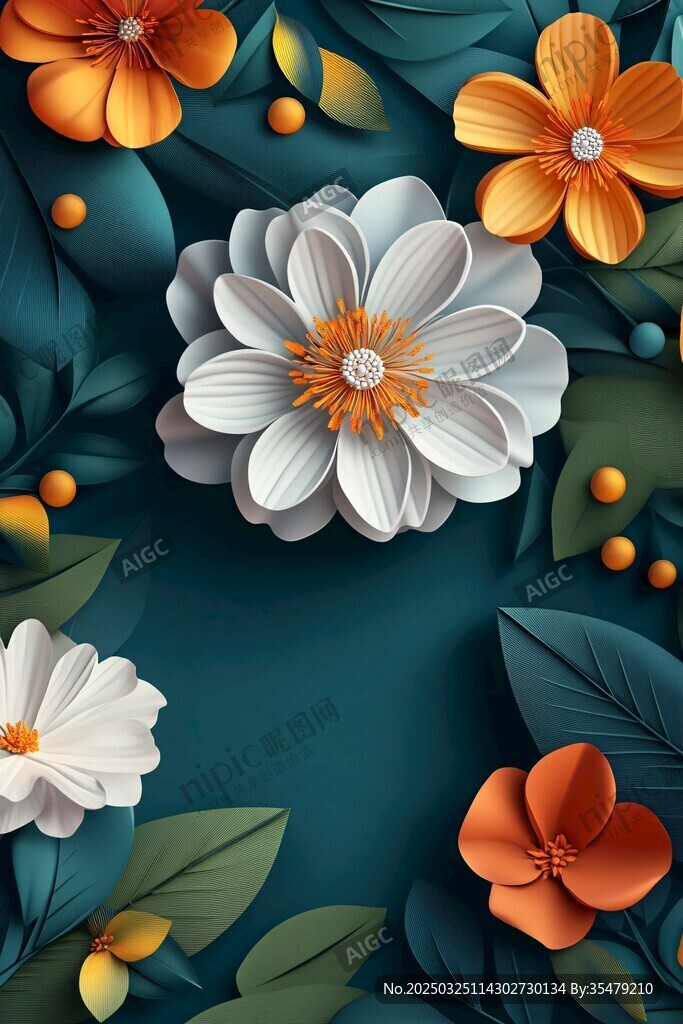 立體花卉插畫 清新自然風