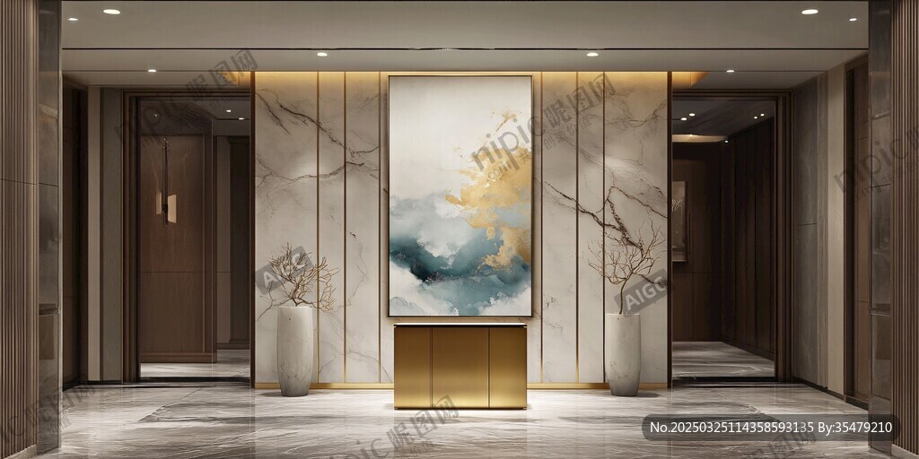 新中式電梯廳藝術(shù)裝飾景觀