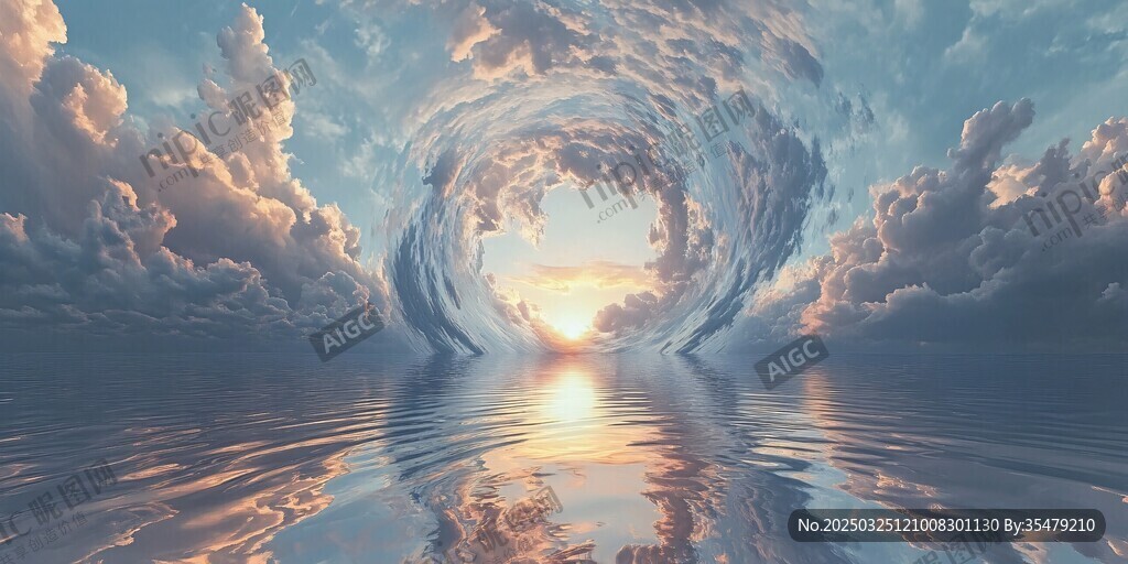 夢幻云海中的海上日出奇景