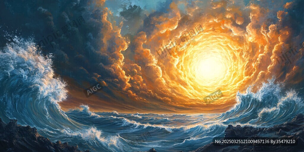 海上日出 洶涌波濤的壯麗景觀