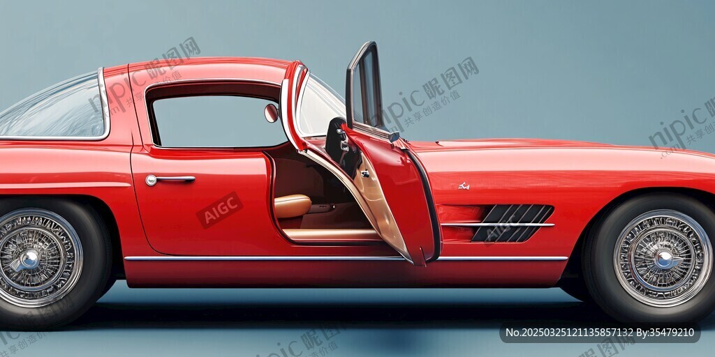經(jīng)典紅色敞篷復(fù)古跑車