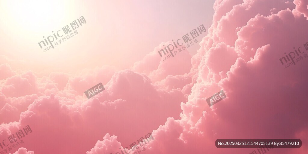 夢(mèng)幻粉色云海與陽光