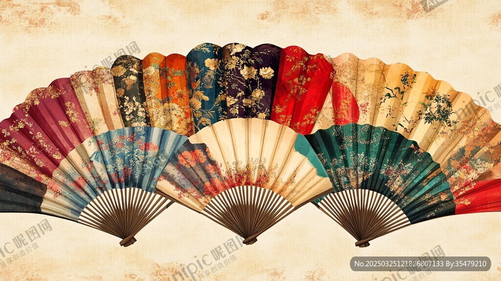 精美古風(fēng)折扇展示