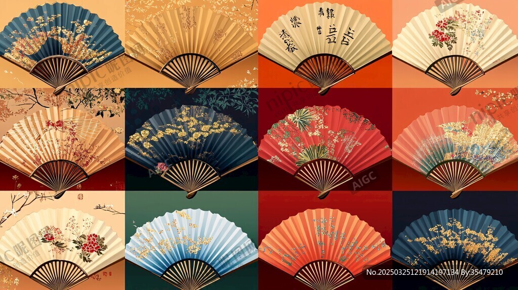 精美古風(fēng)折扇展示