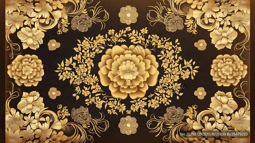 金色華麗花卉裝飾圖案