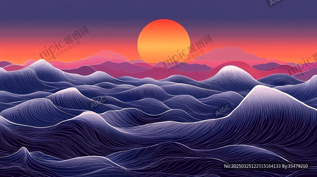 海上落日壯麗景觀