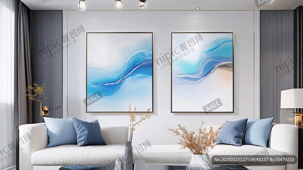 現(xiàn)代簡約風(fēng)客廳裝飾畫展示