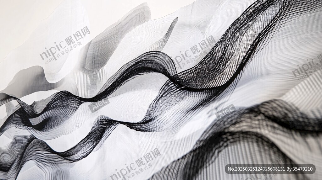 黑白線條流動(dòng)抽象藝術(shù)圖