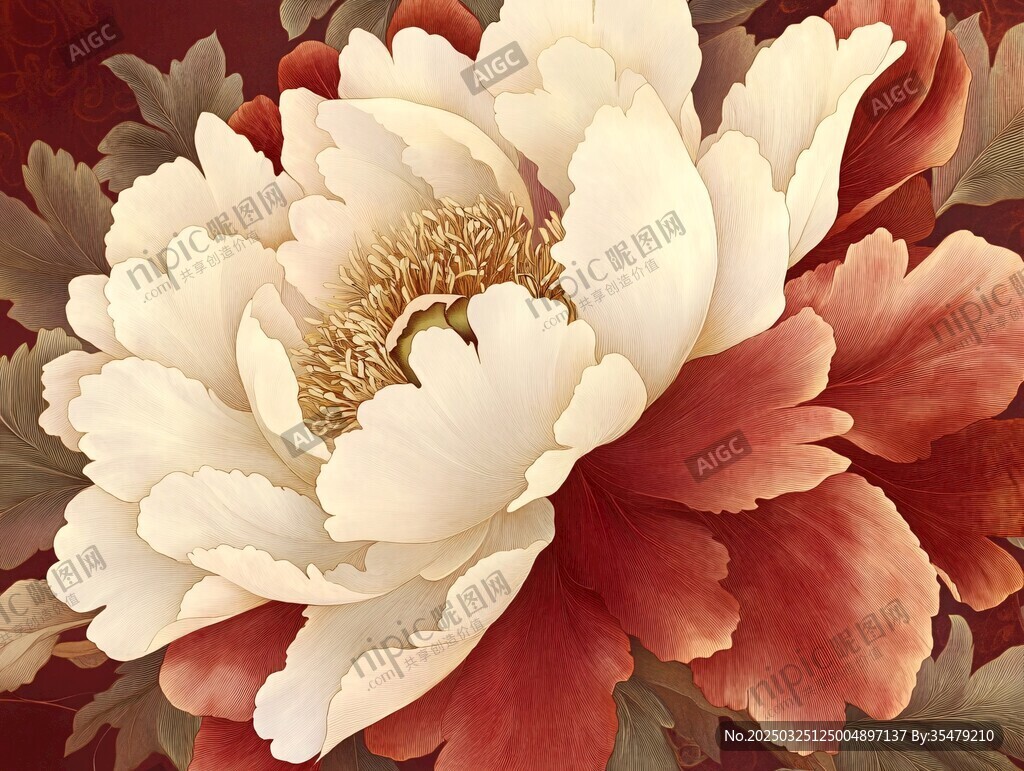 富貴牡丹花卉藝術圖