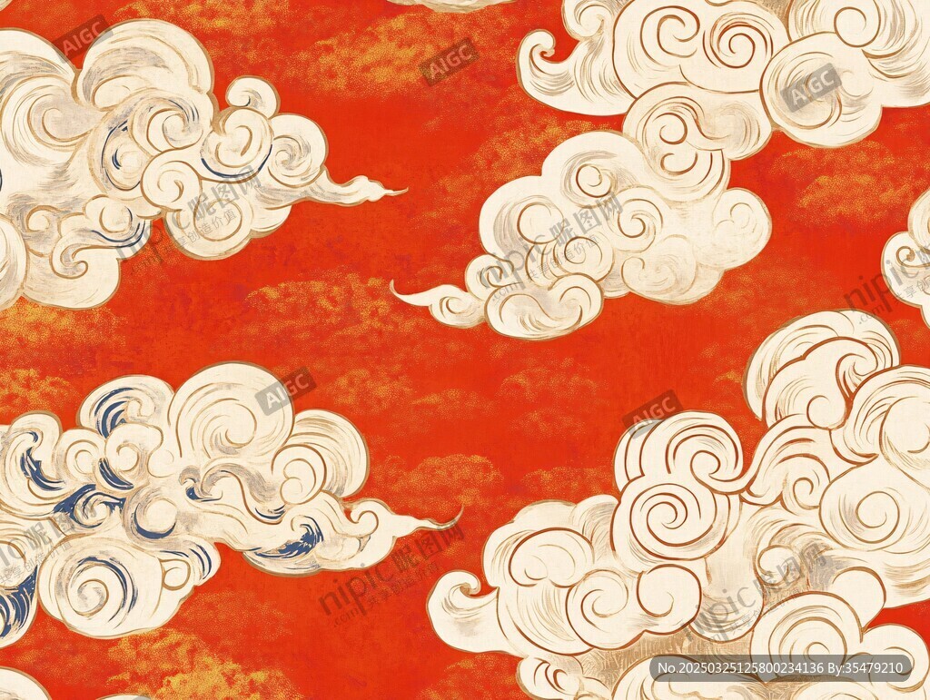 中式云紋紅底精美圖案
