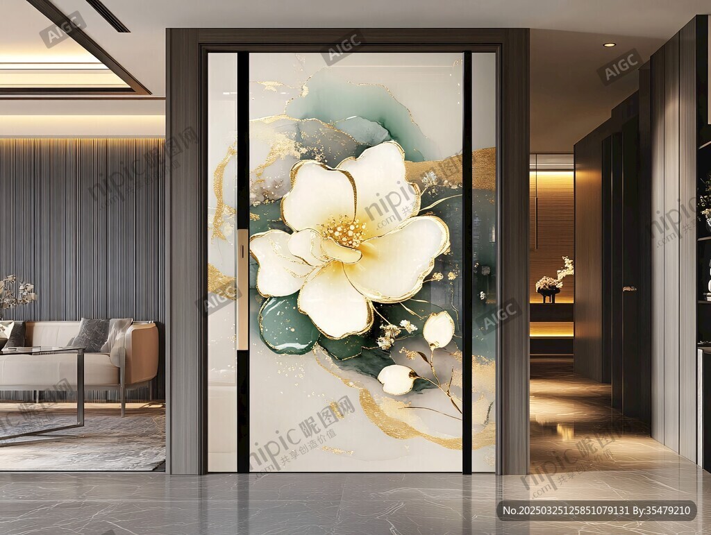 中式花卉玄關(guān)裝飾畫