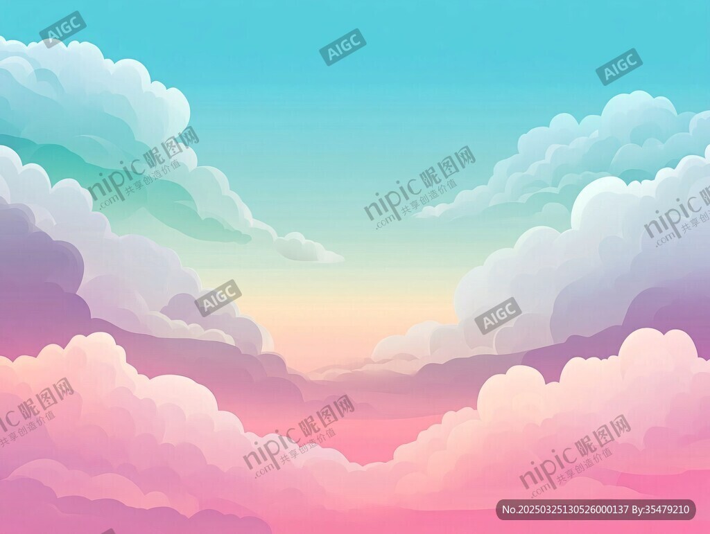 夢幻天空中的彩色云朵
