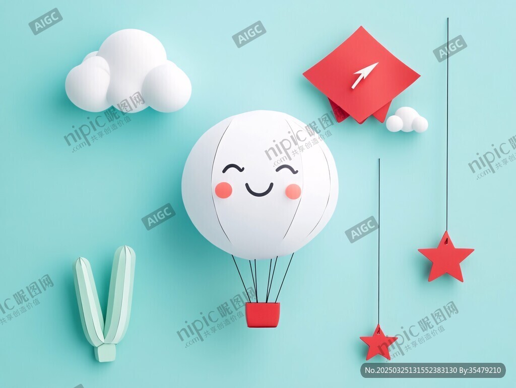 微笑熱氣球與可愛裝飾