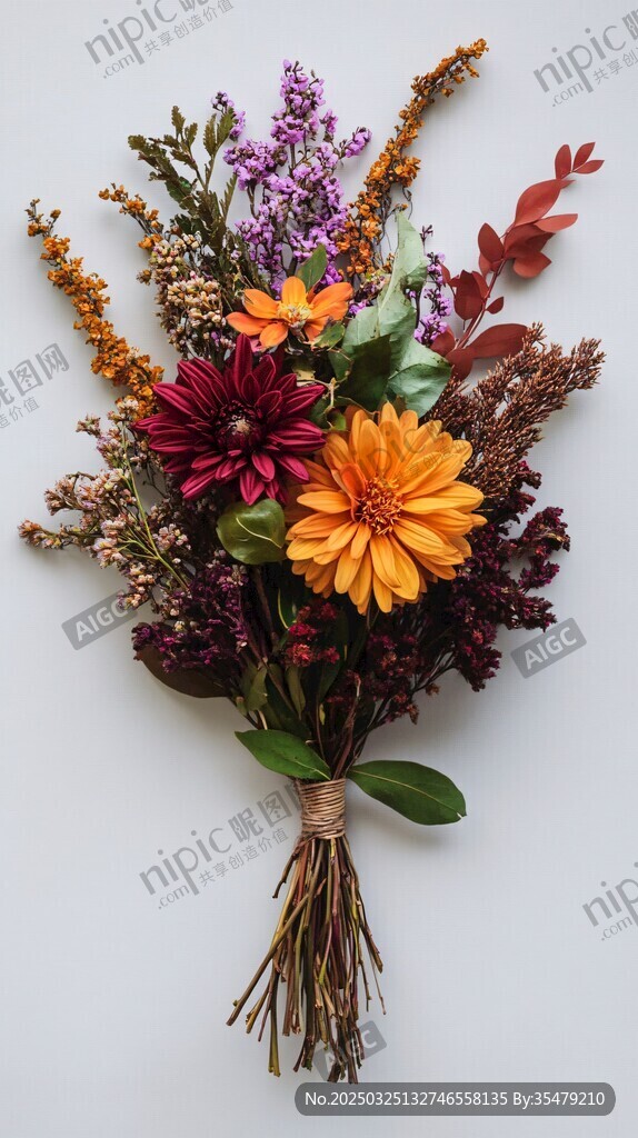 秋日多彩干花花束組合
