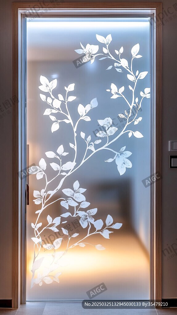 花卉藤蔓玻璃門裝飾圖案