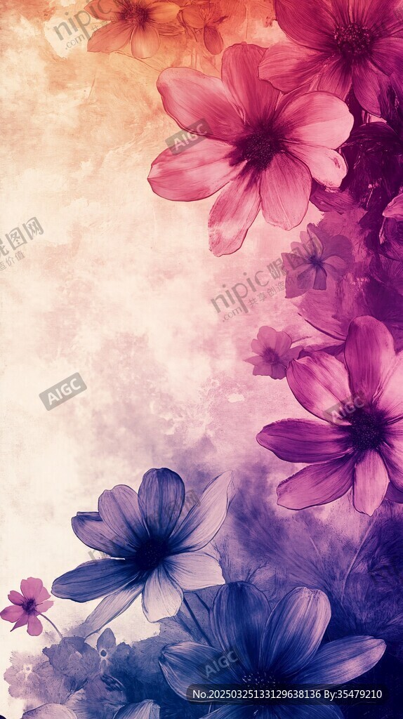 夢幻漸變花卉背景圖