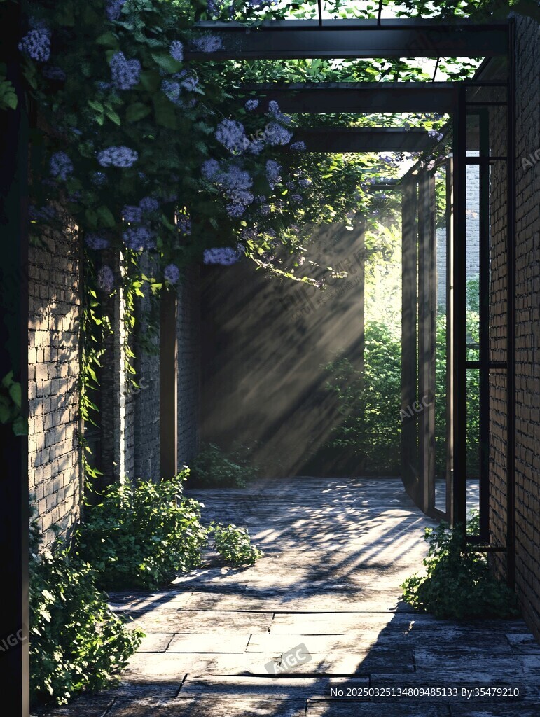 阳光洒落的绿植幽径 阳光洒落的绿植幽径